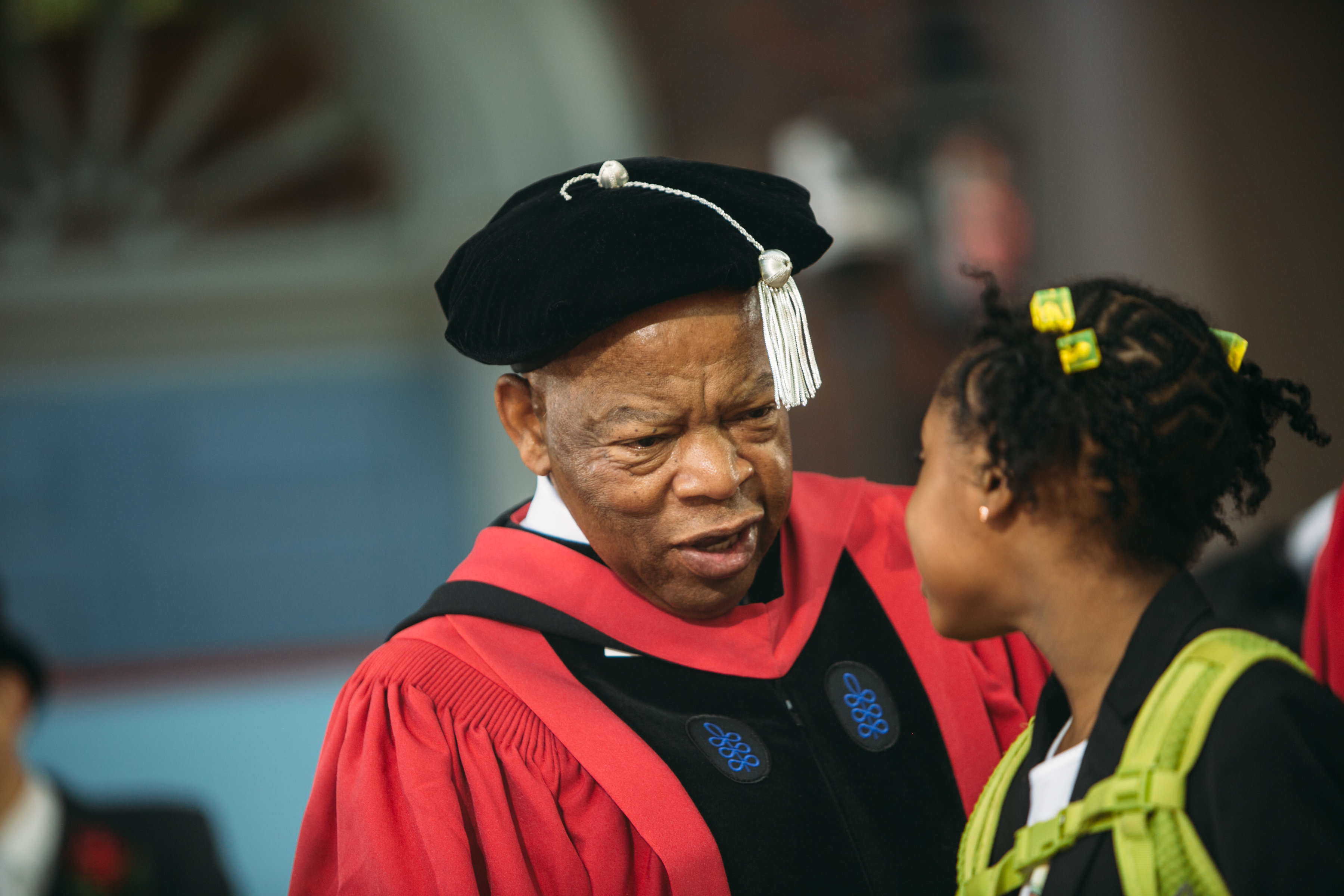 John Lewis on stage as commencement speaker, 2018.